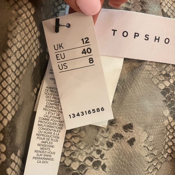 Topshop women’s snakeskin mini skirt lined zipper New size 8 - Picture 3 of 10